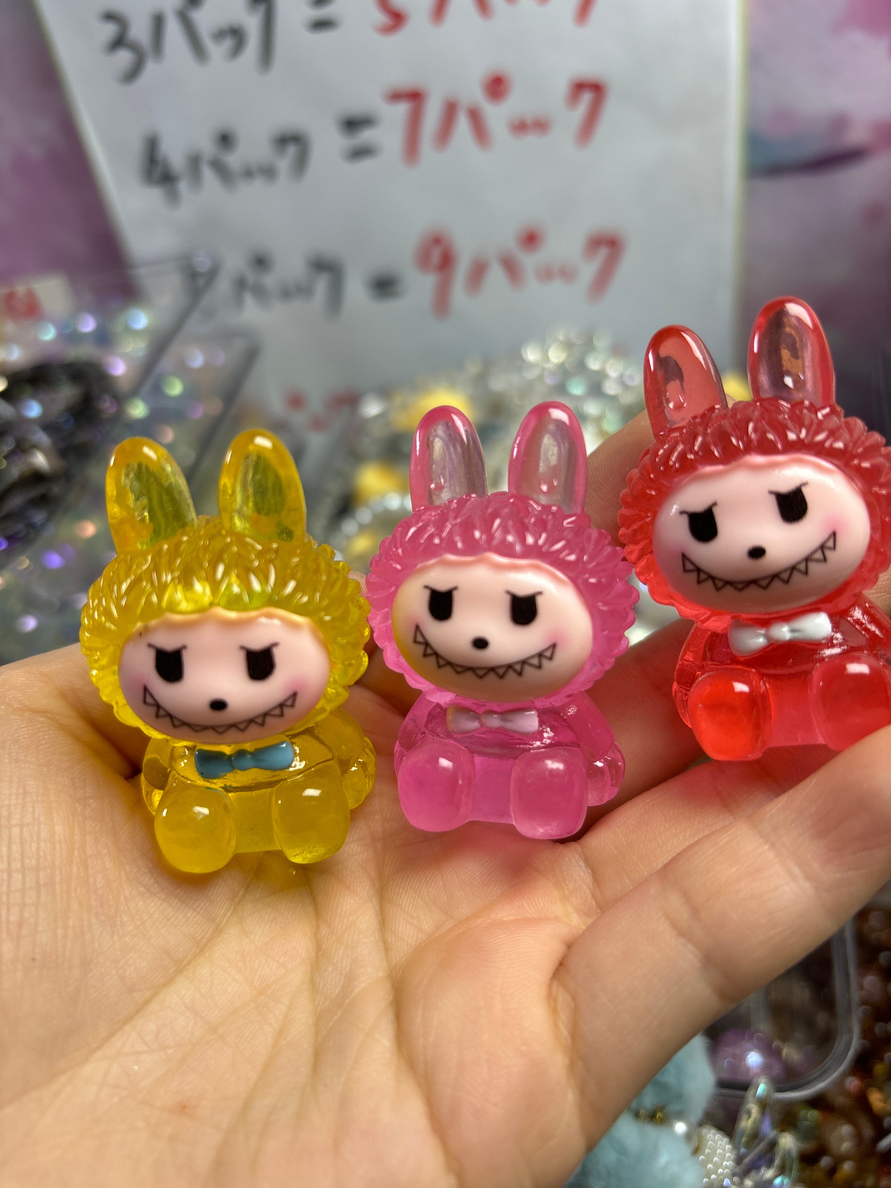 カラフルラブブ置物 8個セット 夜光 カラフルラブブ置物 8個セット 夜光
